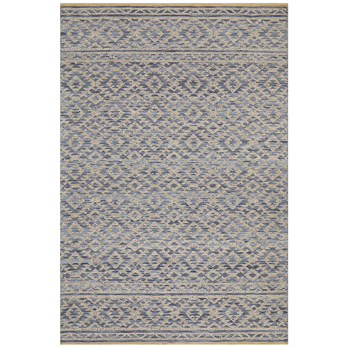 Raipur Blue & Natural Bohemian Diamond Handwoven Wool Rug, Rugs, Ozark Home 