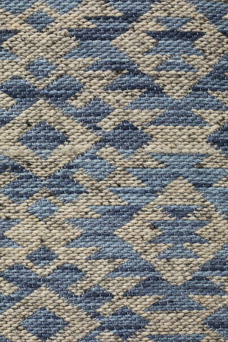 Raipur Blue & Natural Bohemian Diamond Handwoven Wool Rug, Rugs, Ozark Home 