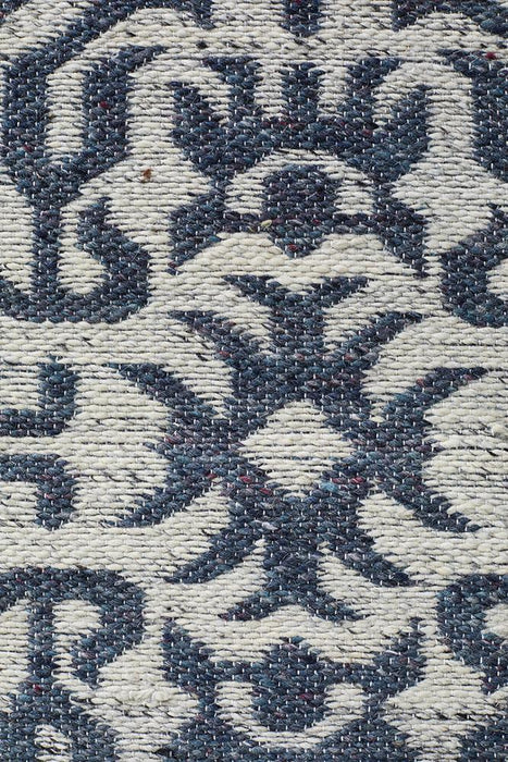 Raipur Silver & Navy Bohemian Lattice Pattern Handwoven Wool Rug, Rugs, Ozark Home 