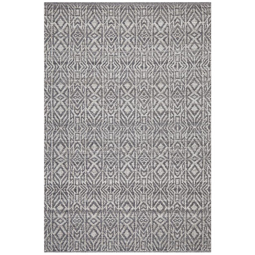 Raipur Graphite & Cobolt Blue Geometric Motif Handwoven Wool Rug, Rugs, Ozark Home 