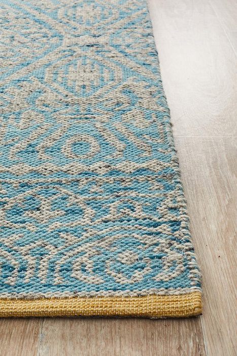 Raipur Blue & Grey Bohemian Arrow Handwoven Wool Rug, Rugs, Ozark Home 