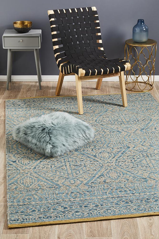 Raipur Blue & Grey Bohemian Arrow Handwoven Wool Rug, Rugs, Ozark Home 