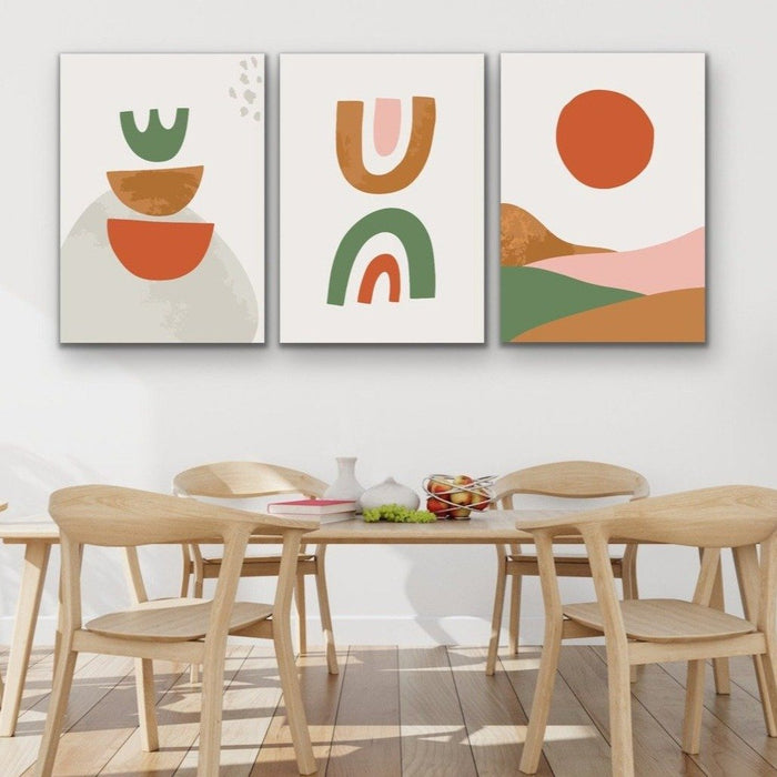 Reckoning Three Piece Geometric Art Print  Set, Wall Art, Ozark Home 