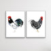 Rooster Stand Off - Two Piece Watercolour Rooster Canvas or Art Print Set, Wall Art, Ozark Home 