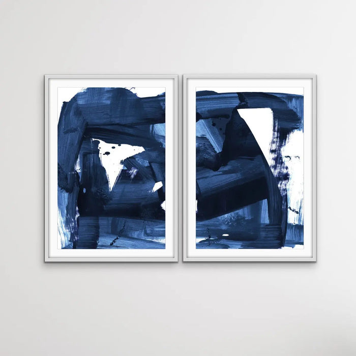 Royal Set - Two Piece Abstract Blue Print Set by Dan Hobday, Wall Art, Ozark Home 