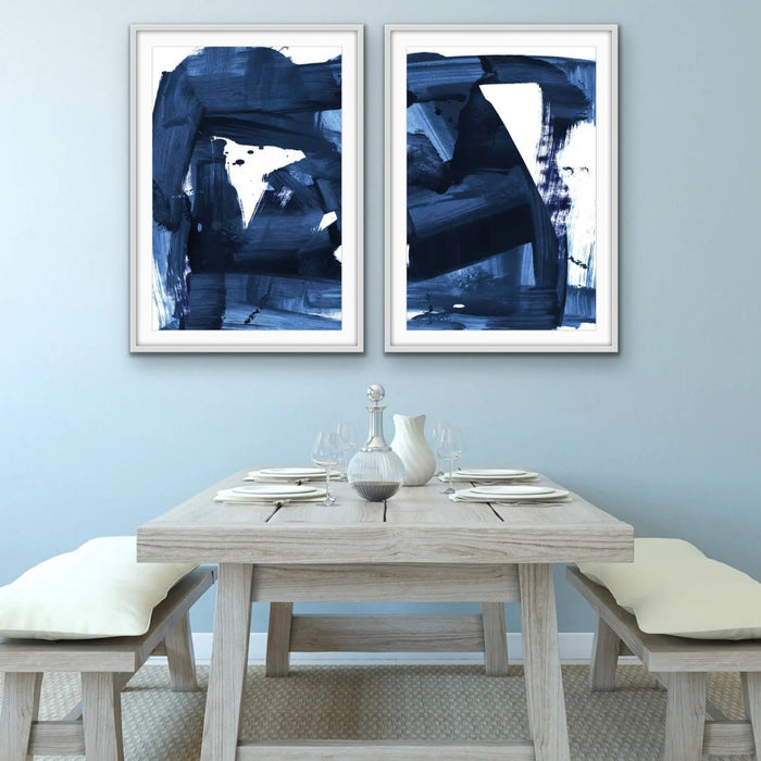 Royal Set - Two Piece Abstract Blue Print Set by Dan Hobday, Wall Art, Ozark Home 