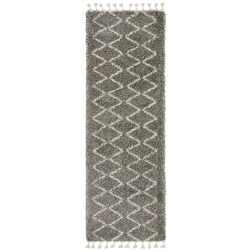 Serik Grey & White Moroccan Zigzag Plush Contemporary Runner Rug, Rugs, Ozark Home 