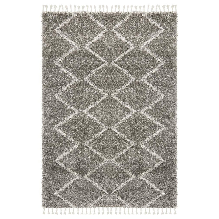 Serik Grey & White Moroccan Zigzag Plush Contemporary Rug, Rugs, Ozark Home 