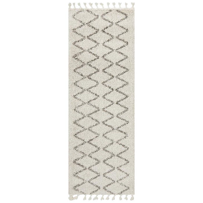 Serik Natural & Grey Moroccan Zigzag Plush Contemporary Runner Rug, Rugs, Ozark Home 