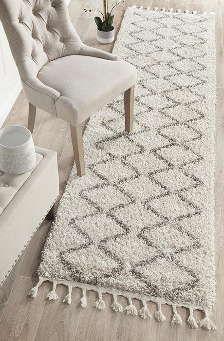 Serik Natural & Grey Moroccan Zigzag Plush Contemporary Runner Rug, Rugs, Ozark Home 