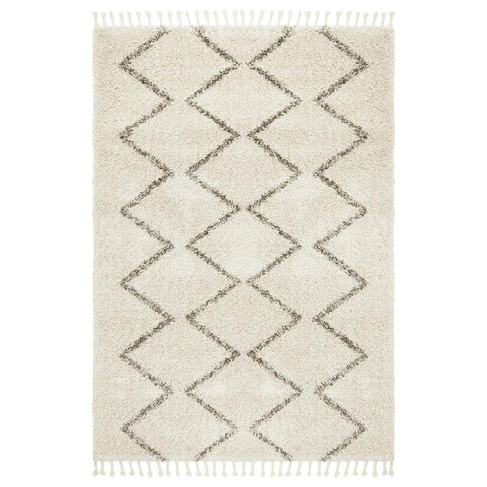 Serik Natural & Grey Moroccan Zigzag Plush Contemporary Rug, Rugs, Ozark Home 