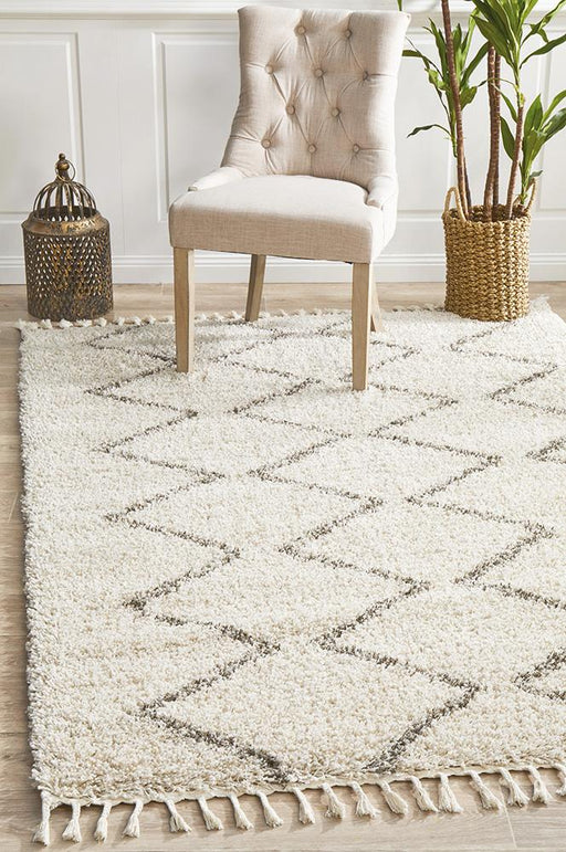 Serik Natural & Grey Moroccan Zigzag Plush Contemporary Rug, Rugs, Ozark Home 