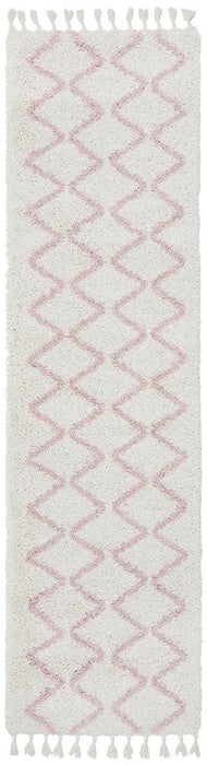 Serik White & Pink Moroccan Zigzag Plush Contemporary Rug, Rugs, Ozark Home 