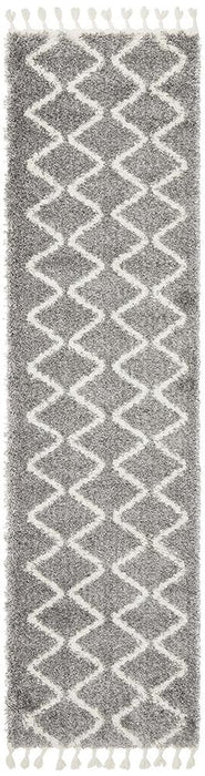 Serik Silver & White Moroccan Zigzag Plush Contemporary Rug, Rugs, Ozark Home 