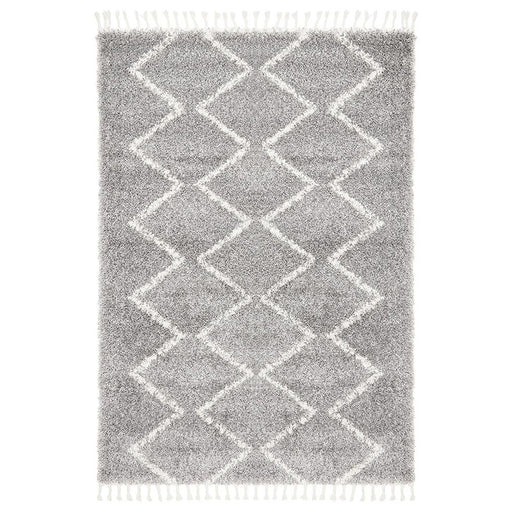 Serik Silver & White Moroccan Zigzag Plush Contemporary Rug, Rugs, Ozark Home 