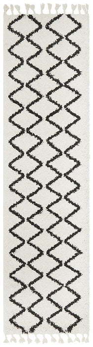 Serik White & Black Moroccan Zigzag Plush Contemporary Rug, Rugs, Ozark Home 