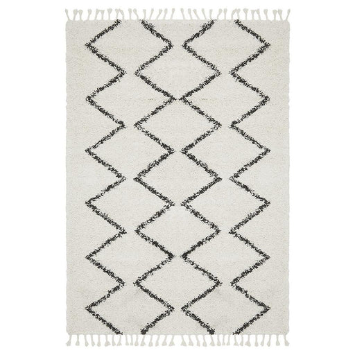 Serik White & Black Moroccan Zigzag Plush Contemporary Rug, Rugs, Ozark Home 