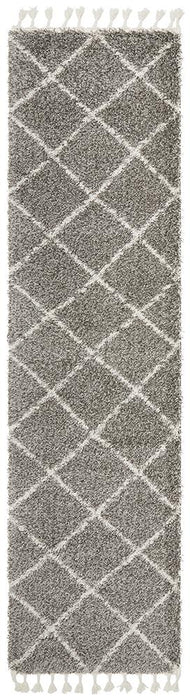 Serik Grey & White Moroccan Diamond Plush Contemporary Rug, Rugs, Ozark Home 