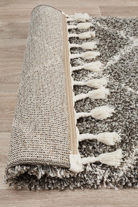 Serik Grey & White Moroccan Diamond Plush Contemporary Runner Rug, Rugs, Ozark Home 