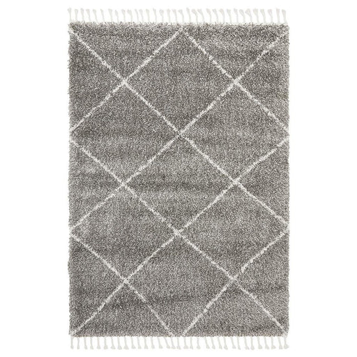 Serik Grey & White Moroccan Diamond Plush Contemporary Rug, Rugs, Ozark Home 