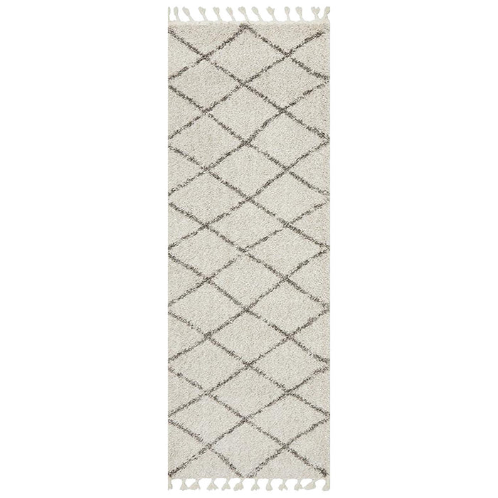 Serik Natural & Grey Moroccan Diamond Plush Contemporary Runner Rug, Rugs, Ozark Home 