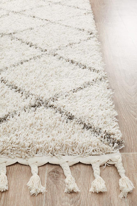 Serik Natural & Grey Moroccan Diamond Plush Contemporary Runner Rug, Rugs, Ozark Home 