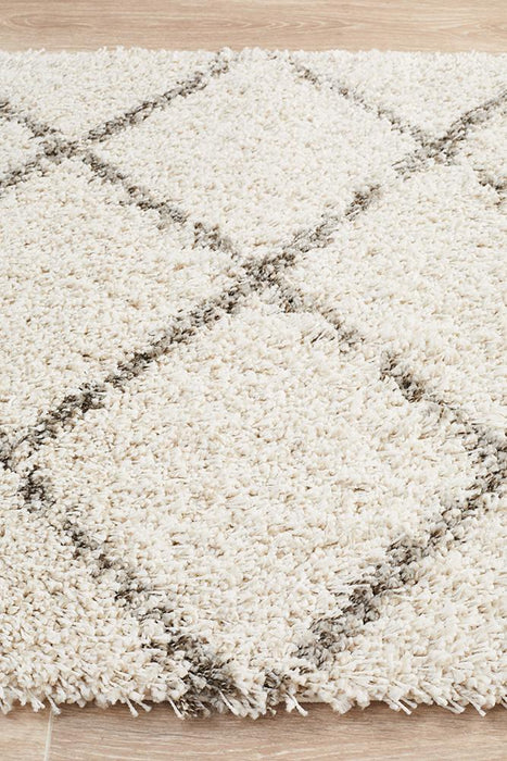 Serik Natural & Grey Moroccan Diamond Plush Contemporary Runner Rug, Rugs, Ozark Home 