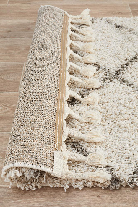 Serik Natural & Grey Moroccan Diamond Plush Contemporary Runner Rug, Rugs, Ozark Home 