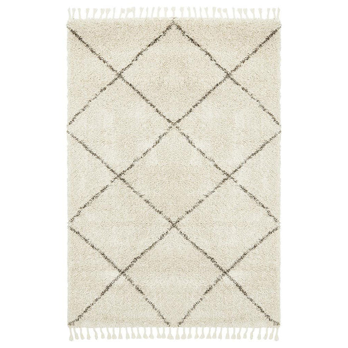 Serik Natural & Grey Moroccan Diamond Plush Contemporary Rug, Rugs, Ozark Home 