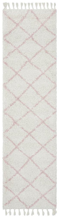 Serik White & Pink Moroccan Diamond Plush Contemporary Rug, Rugs, Ozark Home 