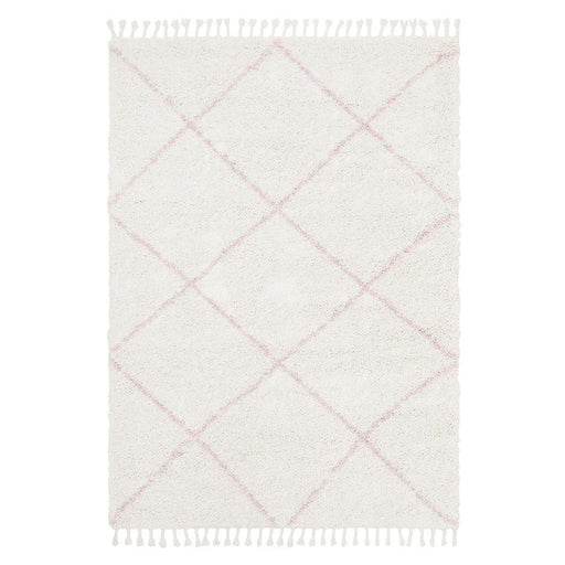 Serik White & Pink Moroccan Diamond Plush Contemporary Rug, Rugs, Ozark Home 