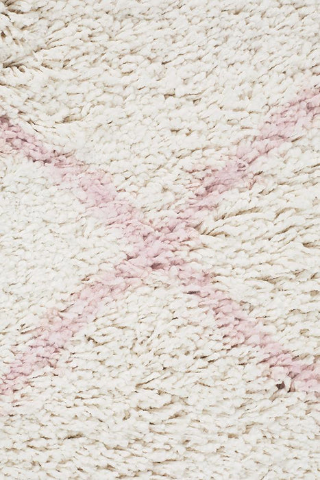 Serik White & Pink Moroccan Diamond Plush Contemporary Rug, Rugs, Ozark Home 