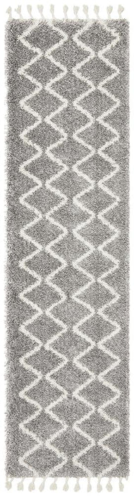 Serik Silver & White Moroccan Diamond Plush Contemporary Rug, Rugs, Ozark Home 