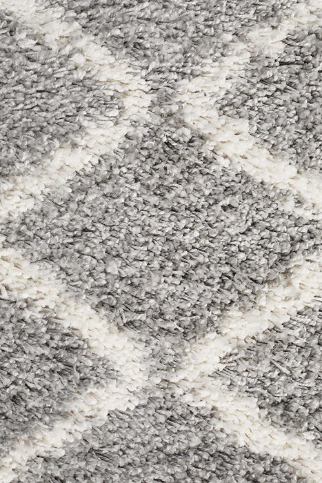 Serik Silver & White Moroccan Diamond Plush Contemporary Runner Rug, Rugs, Ozark Home 