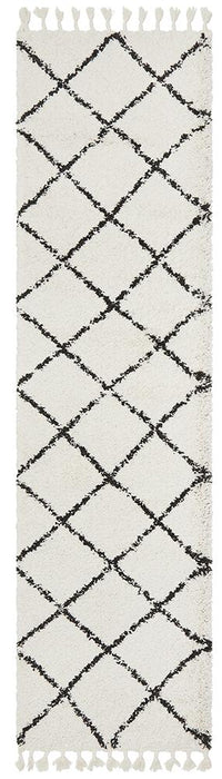 Serik White & Black Moroccan Diamond Plush Contemporary Rug, Rugs, Ozark Home 