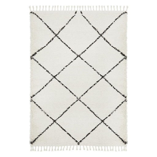 Serik White & Black Moroccan Diamond Plush Contemporary Rug, Rugs, Ozark Home 