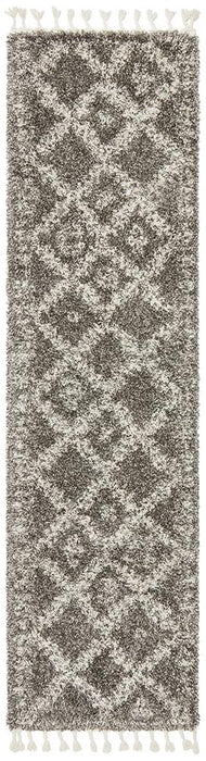 Serik Grey & White Moroccan Diamond Patchwork Plush Contemporary Rug, Rugs, Ozark Home 