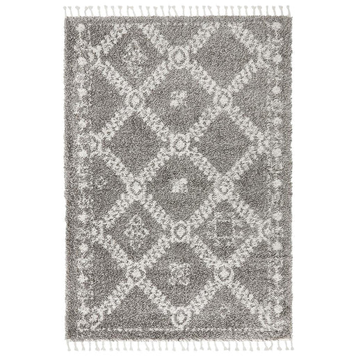 Serik Silver & White Moroccan Diamond Patchwork Plush Contemporary Rug, Rugs, Ozark Home 