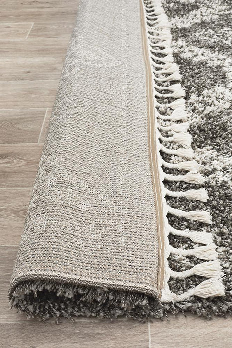 Serik Grey & White Moroccan Diamond Patchwork Plush Contemporary Rug, Rugs, Ozark Home 