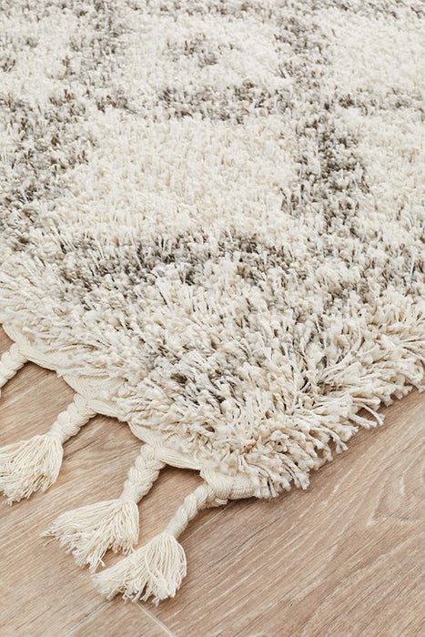 Serik Natural & Grey Moroccan Diamond Patchwork Plush Contemporary Runner Rug, Rugs, Ozark Home 