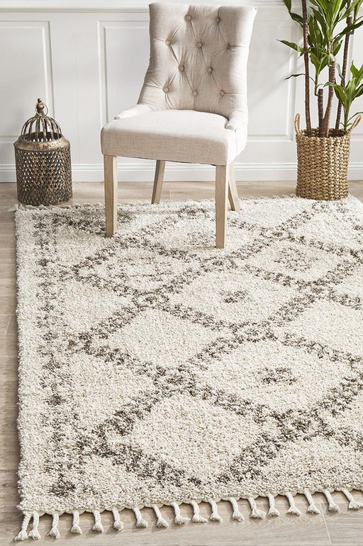 Serik Natural & Grey Moroccan Diamond Patchwork Plush Contemporary Rug, Rugs, Ozark Home 