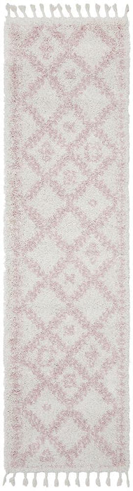 Serik White & Pink Moroccan Diamond Patchwork Plush Contemporary Rug, Rugs, Ozark Home 