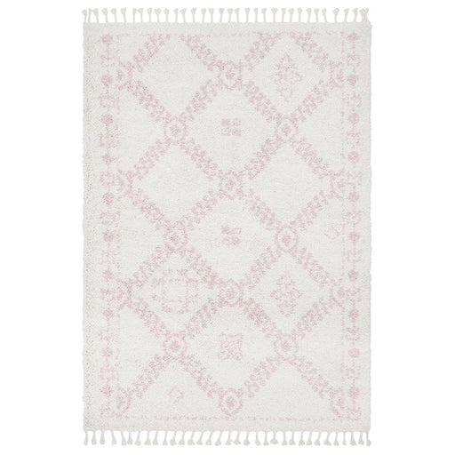 Serik White & Pink Moroccan Diamond Patchwork Plush Contemporary Rug, Rugs, Ozark Home 