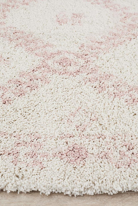 Serik White & Pink Moroccan Diamond Patchwork Plush Contemporary Rug, Rugs, Ozark Home 