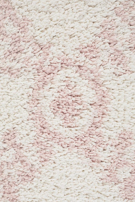 Serik White & Pink Moroccan Diamond Patchwork Plush Contemporary Rug, Rugs, Ozark Home 