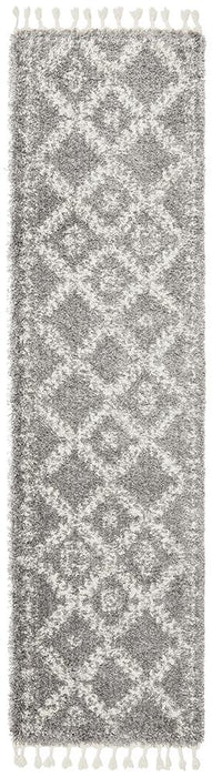 Serik Silver & White Moroccan Diamond Patchwork Plush Contemporary Rug, Rugs, Ozark Home 