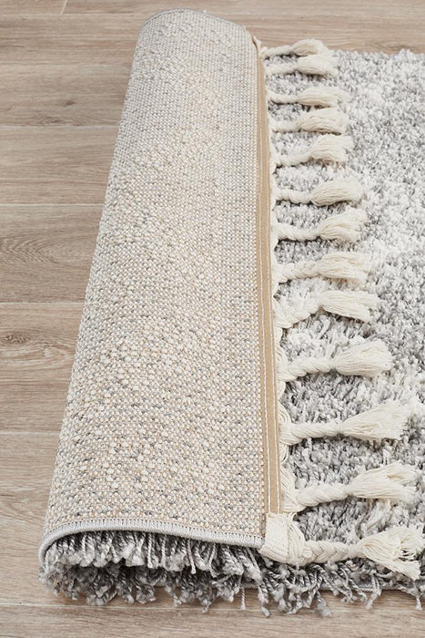 Serik Silver & White Moroccan Diamond Patchwork Plush Contemporary Runner Rug, Rugs, Ozark Home 