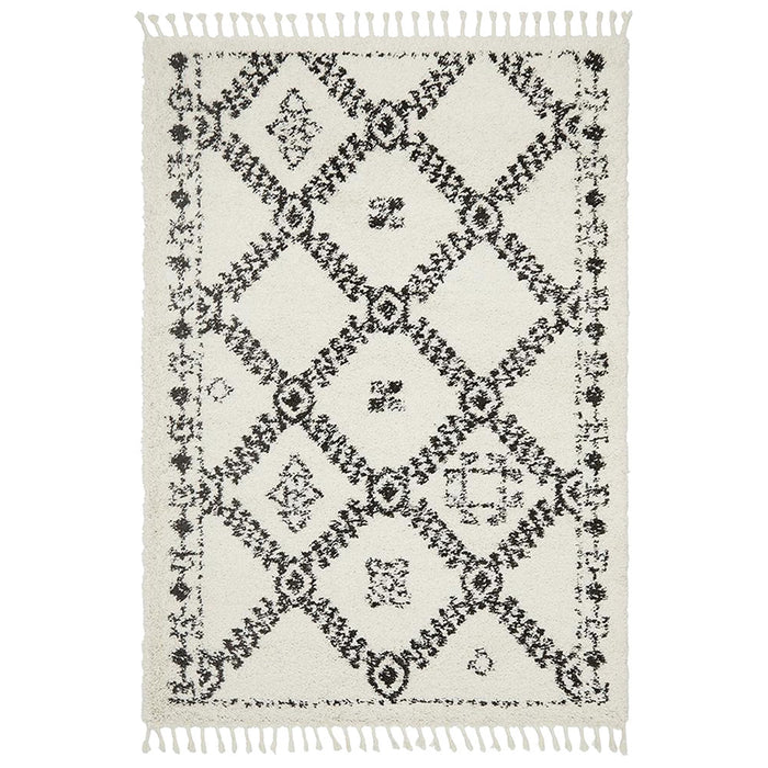 Serik White & Grey Moroccan Diamond Patchwork Plush Contemporary Rug, Rugs, Ozark Home 