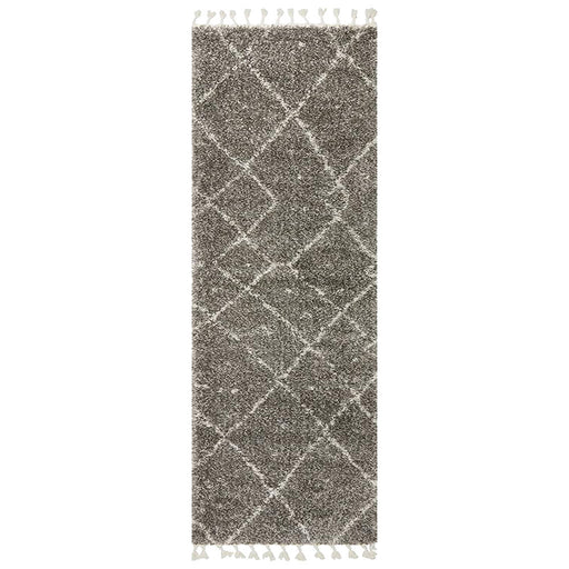 Serik Grey & White Moroccan Abstract Pattern Plush Contemporary Runner Rug, Rugs, Ozark Home 