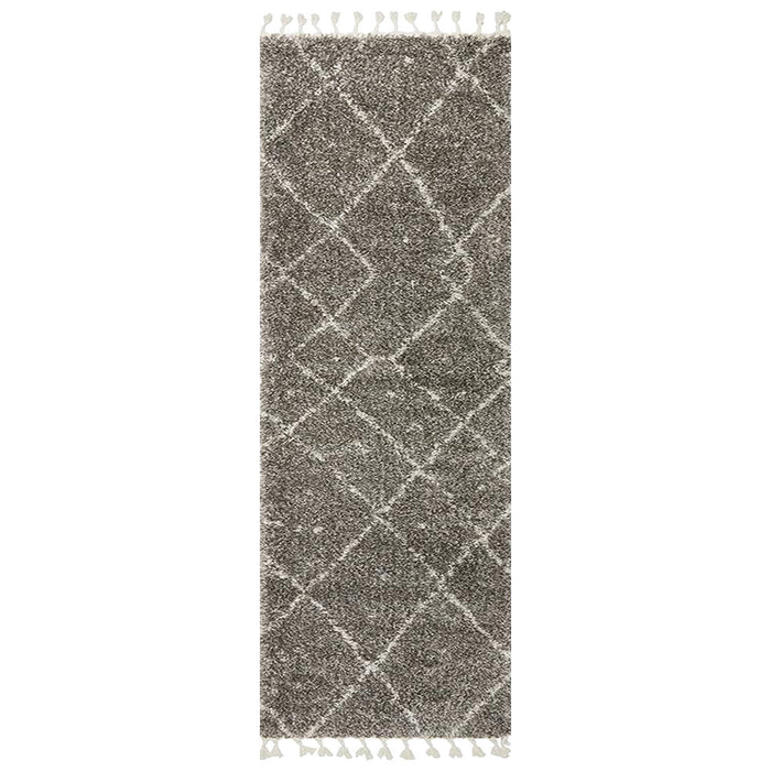 Serik Grey & White Moroccan Abstract Pattern Plush Contemporary Runner Rug, Rugs, Ozark Home 